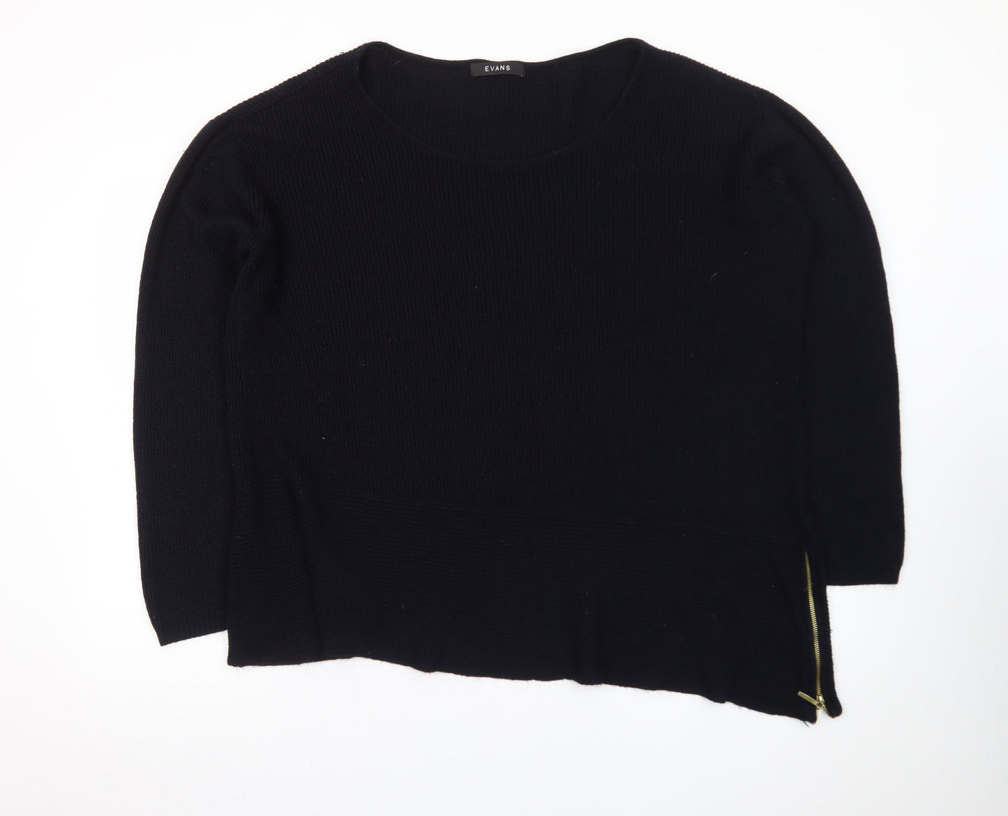 Evans Women's Black Size 22/24 Zip Accent Knit Pullover Jumper