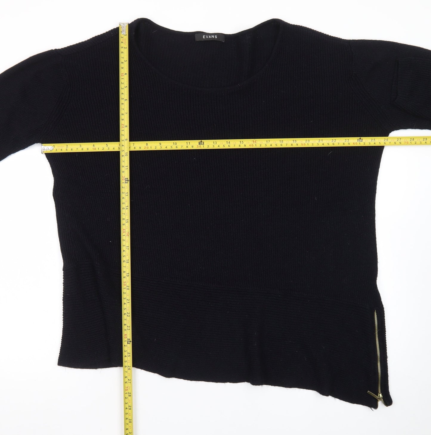 Evans Women's Black Size 22/24 Zip Accent Knit Pullover Jumper