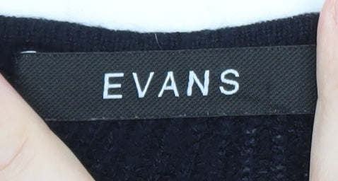 Evans Women's Black Size 22/24 Zip Accent Knit Pullover Jumper