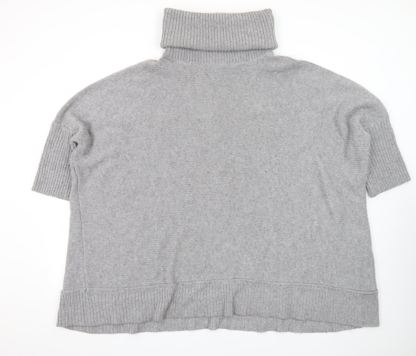 Jaeger Women’s Grey Roll Neck Short Sleeve Knit Jumper XL