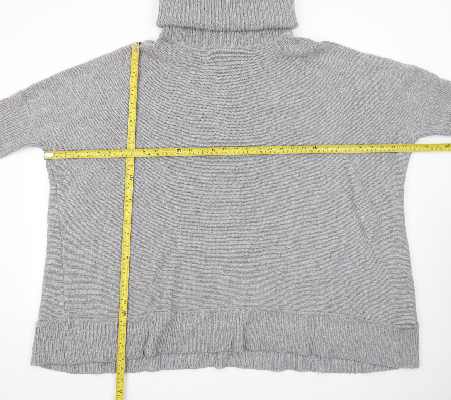 Jaeger Women’s Grey Roll Neck Short Sleeve Knit Jumper XL