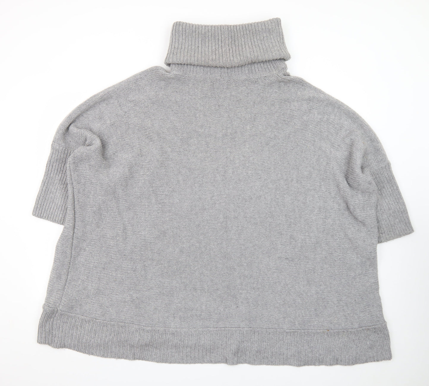 Jaeger Women’s Grey Roll Neck Short Sleeve Knit Jumper XL