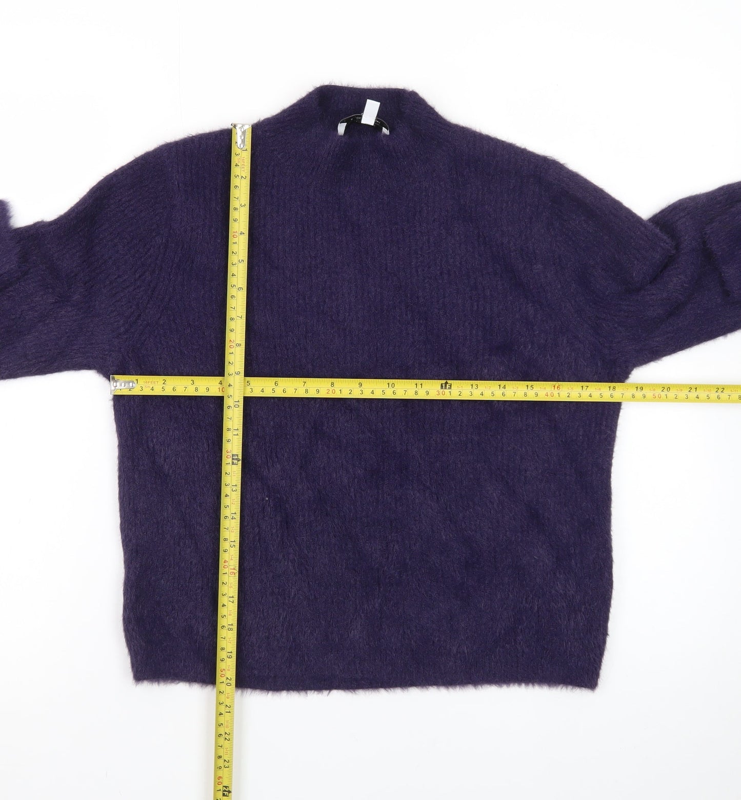 & Other Stories Women Purple Mock Neck Mohair Wool Blend Jumper Size 12