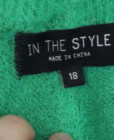 In The Style Women's Green Wide-Leg Knit Trousers Size 18