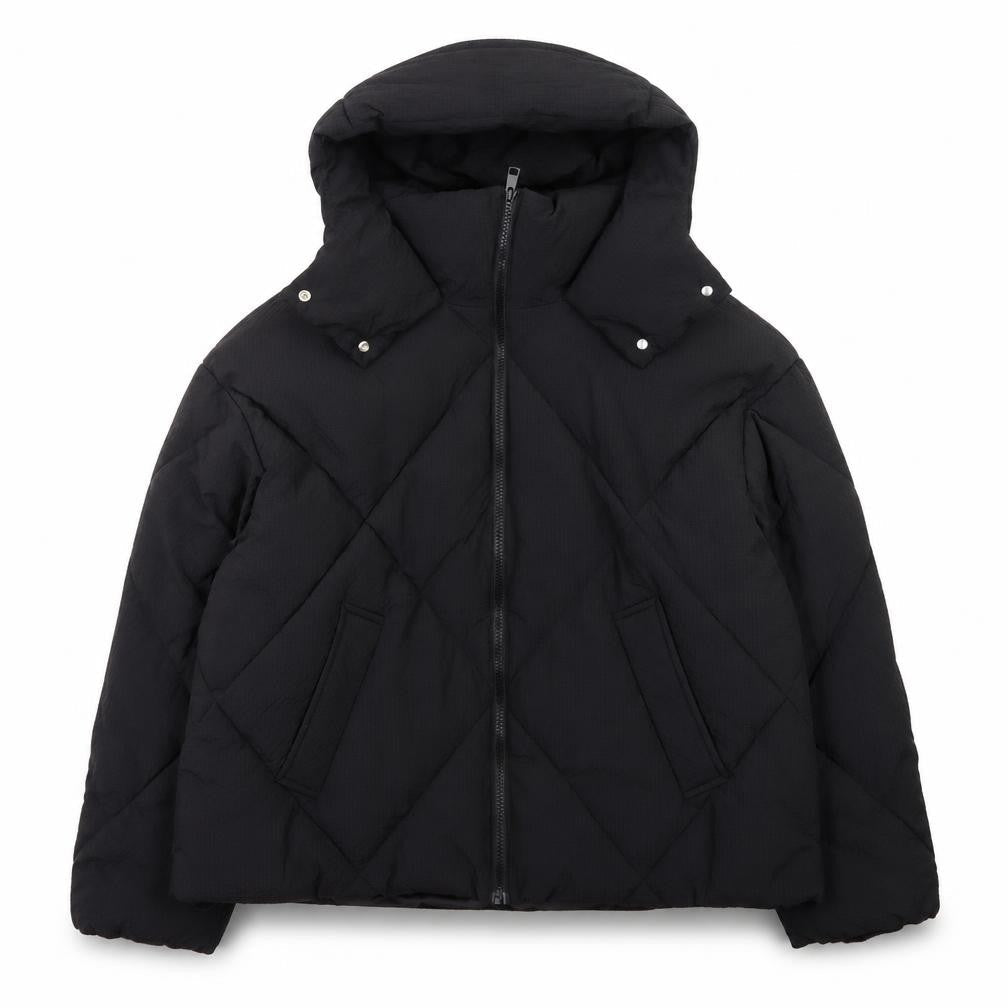 Next Womens Black Hooded Quilted Puffer Jacket Size M
