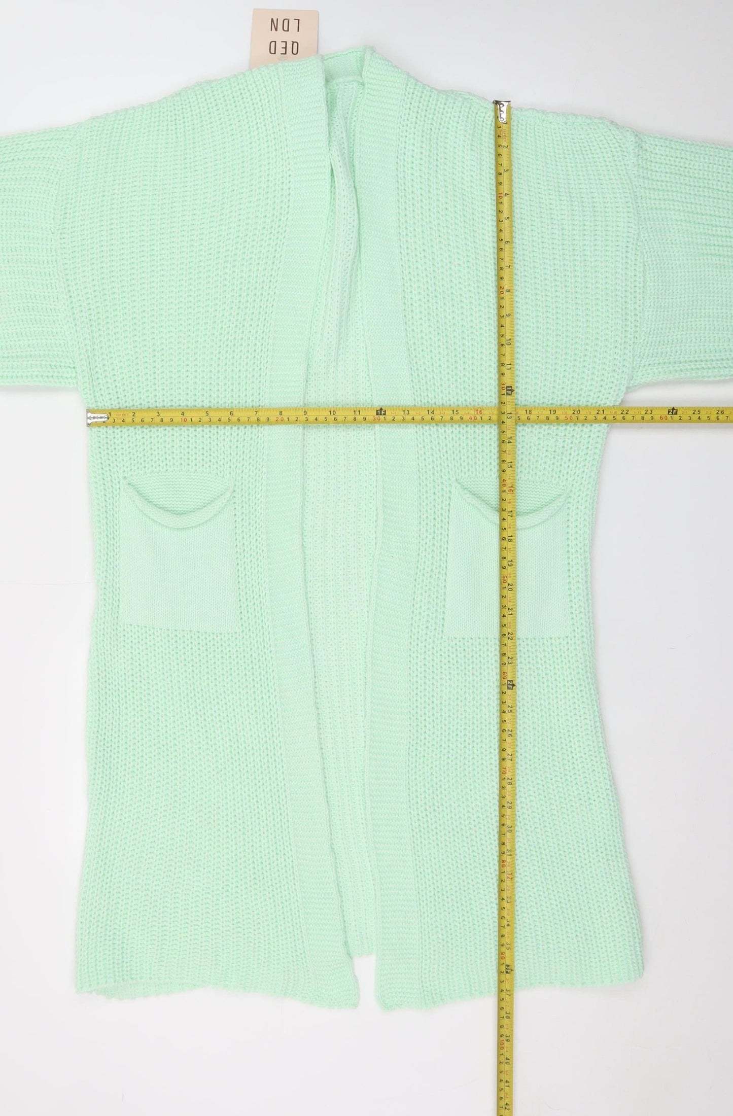 QED London Women’s Green Chunky Knit Long Cardigan Size 6