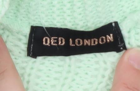 QED London Women’s Green Chunky Knit Long Cardigan Size 6
