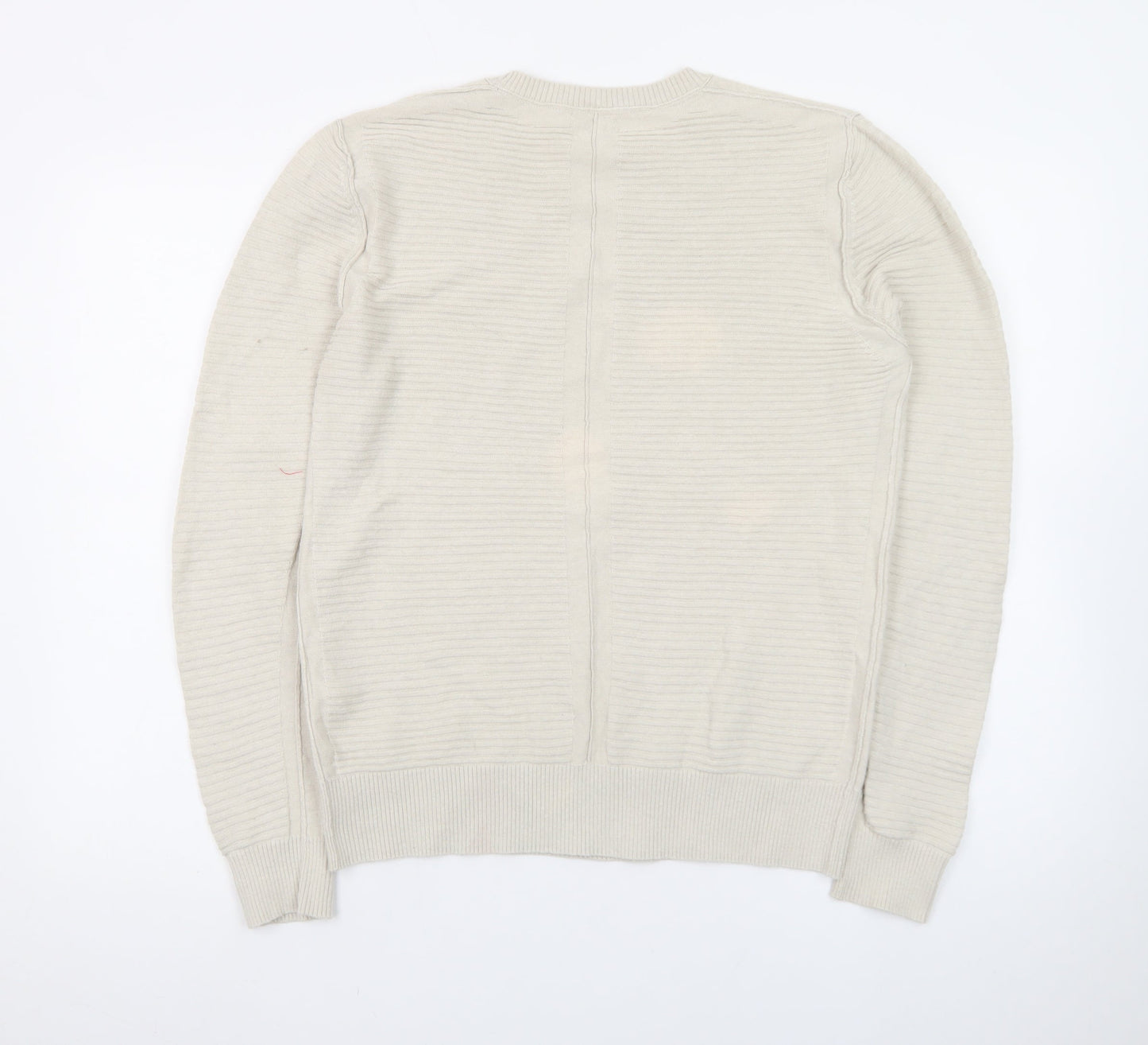 Reiss Men's Beige Cotton Crew Neck Pullover Jumper M