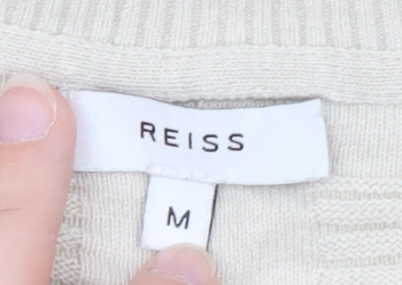 Reiss Men's Beige Cotton Crew Neck Pullover Jumper M