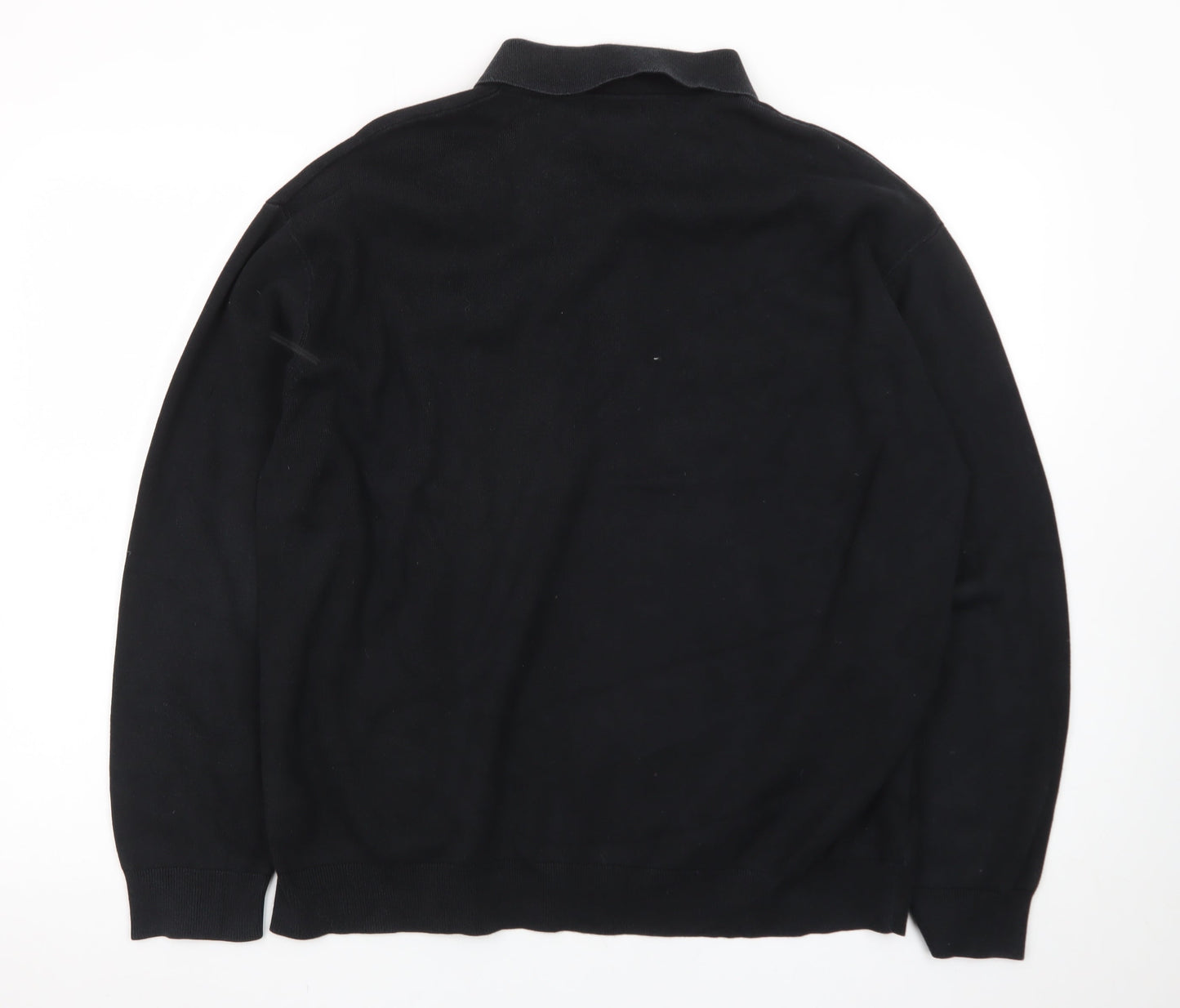 COS Men’s Black Collared Henley Cotton Jumper Size L