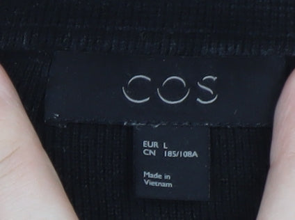 COS Men’s Black Collared Henley Cotton Jumper Size L
