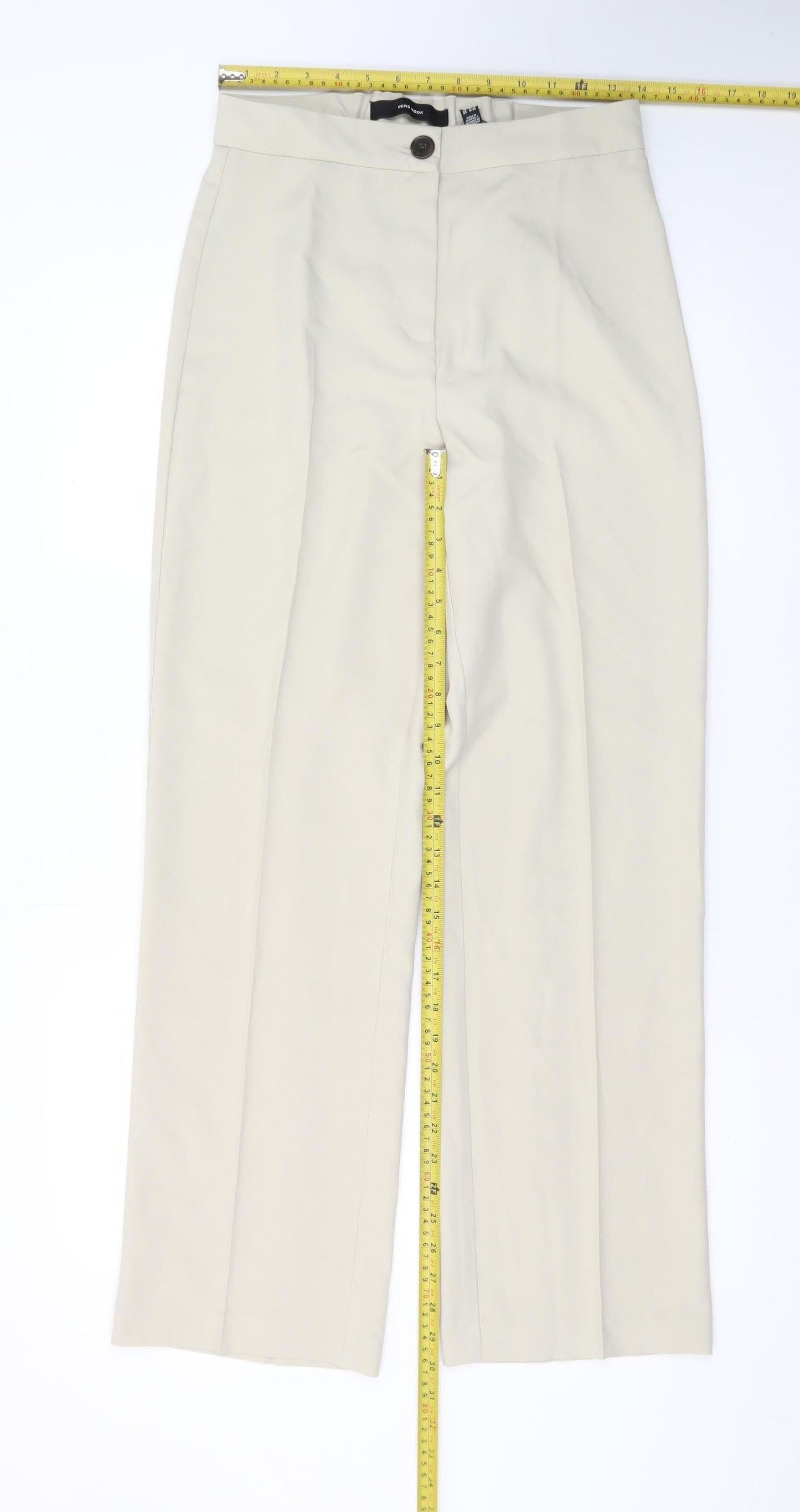 Vero Moda Women Beige Straight Leg Chino Trousers Size 12