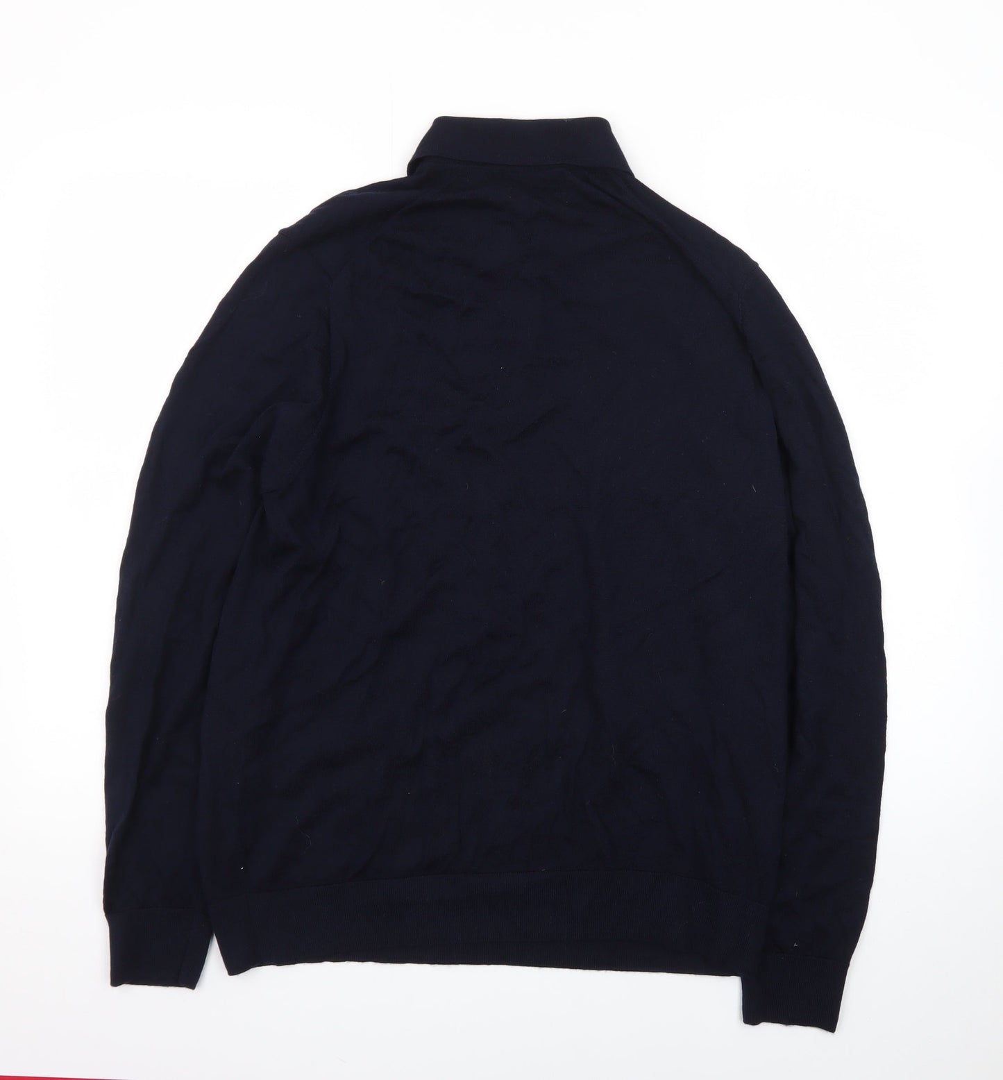 Marks and Spencer Men’s Black XL Merino Wool Collared Henley Jumper