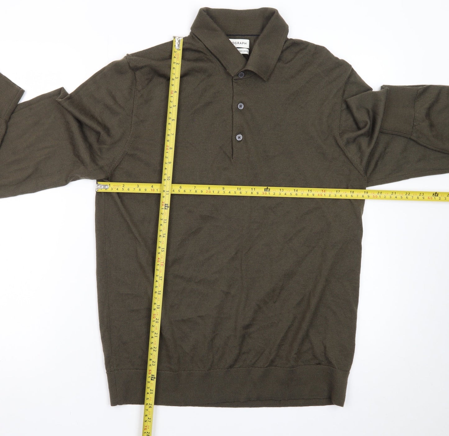 Marks and Spencer Men’s Green Merino Wool Henley Jumper L