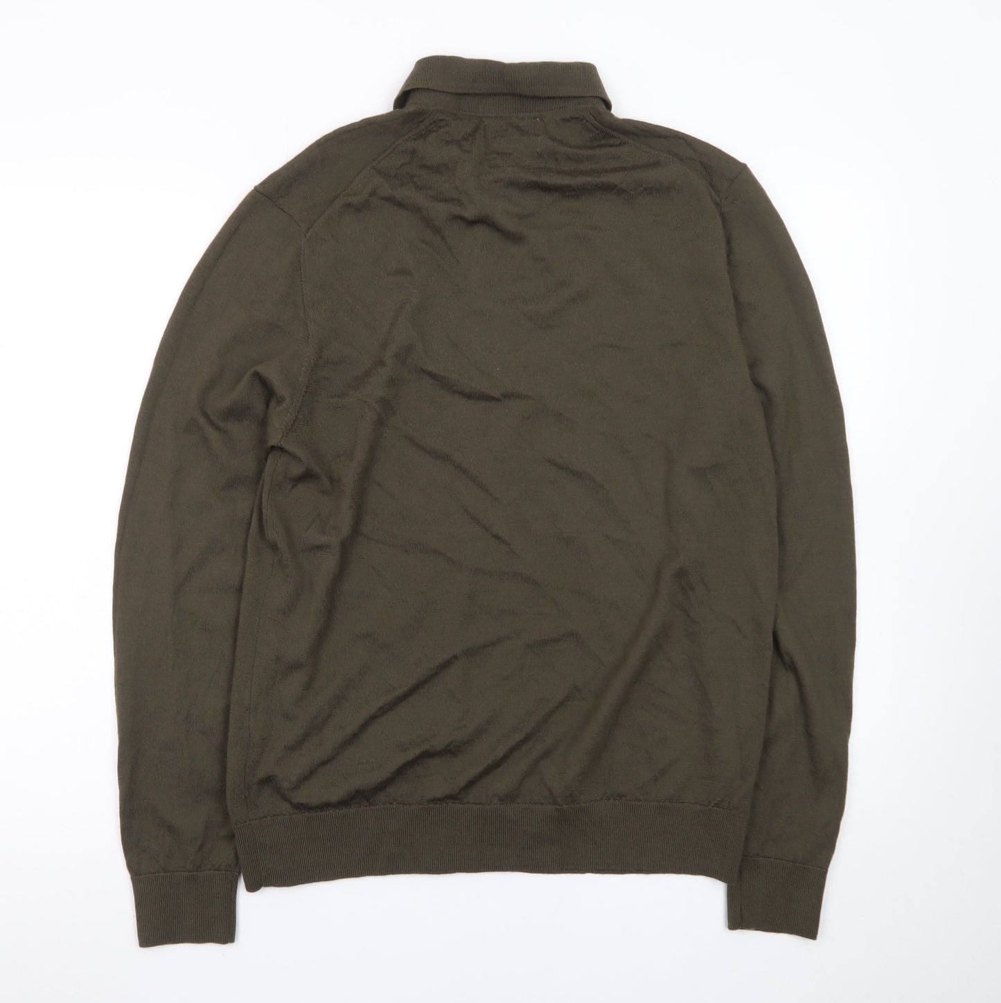 Marks and Spencer Men’s Green Merino Wool Henley Jumper L