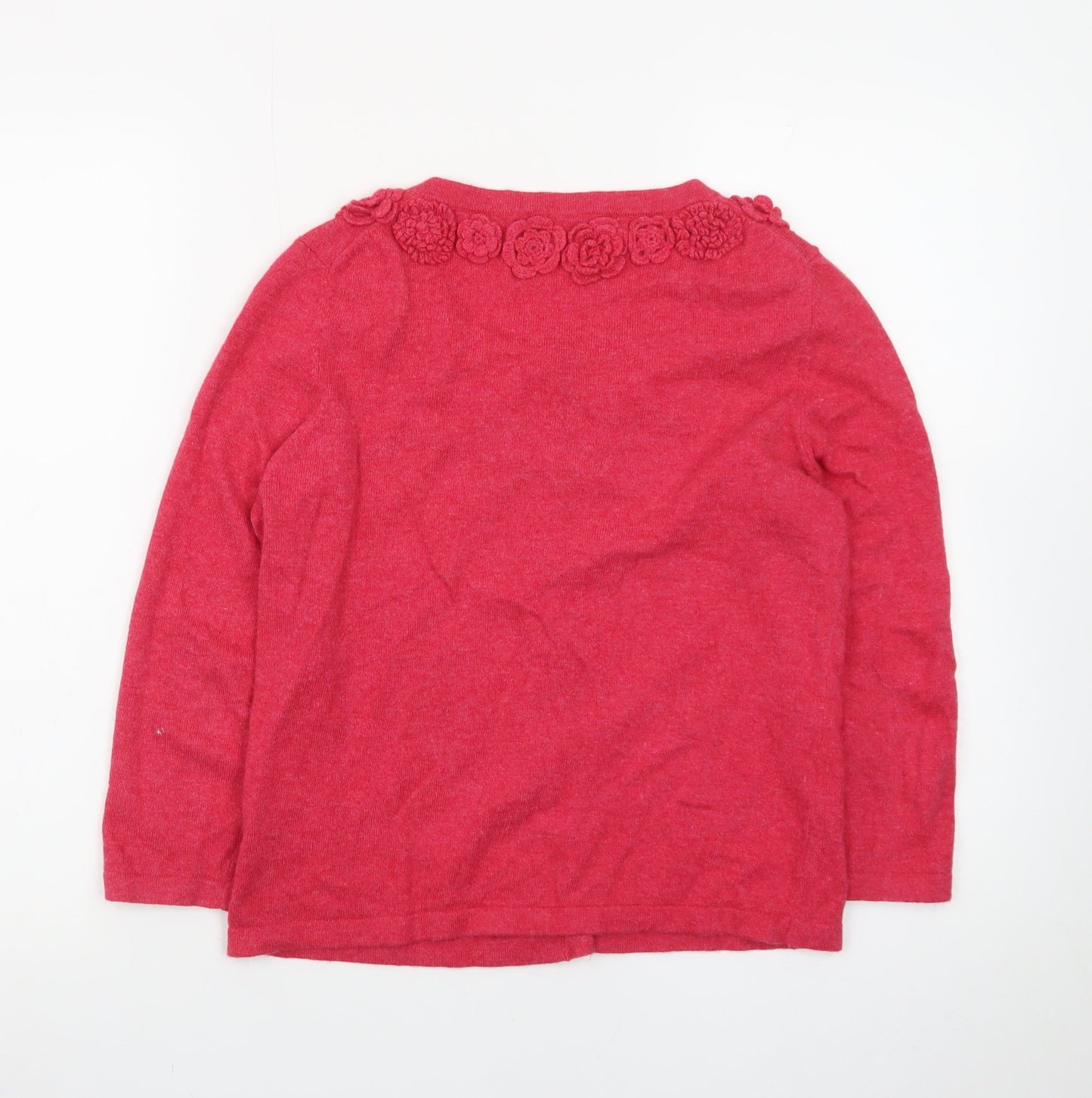 Boden Women Red 12 Cardigan Floral Embroidered Knit Jumper