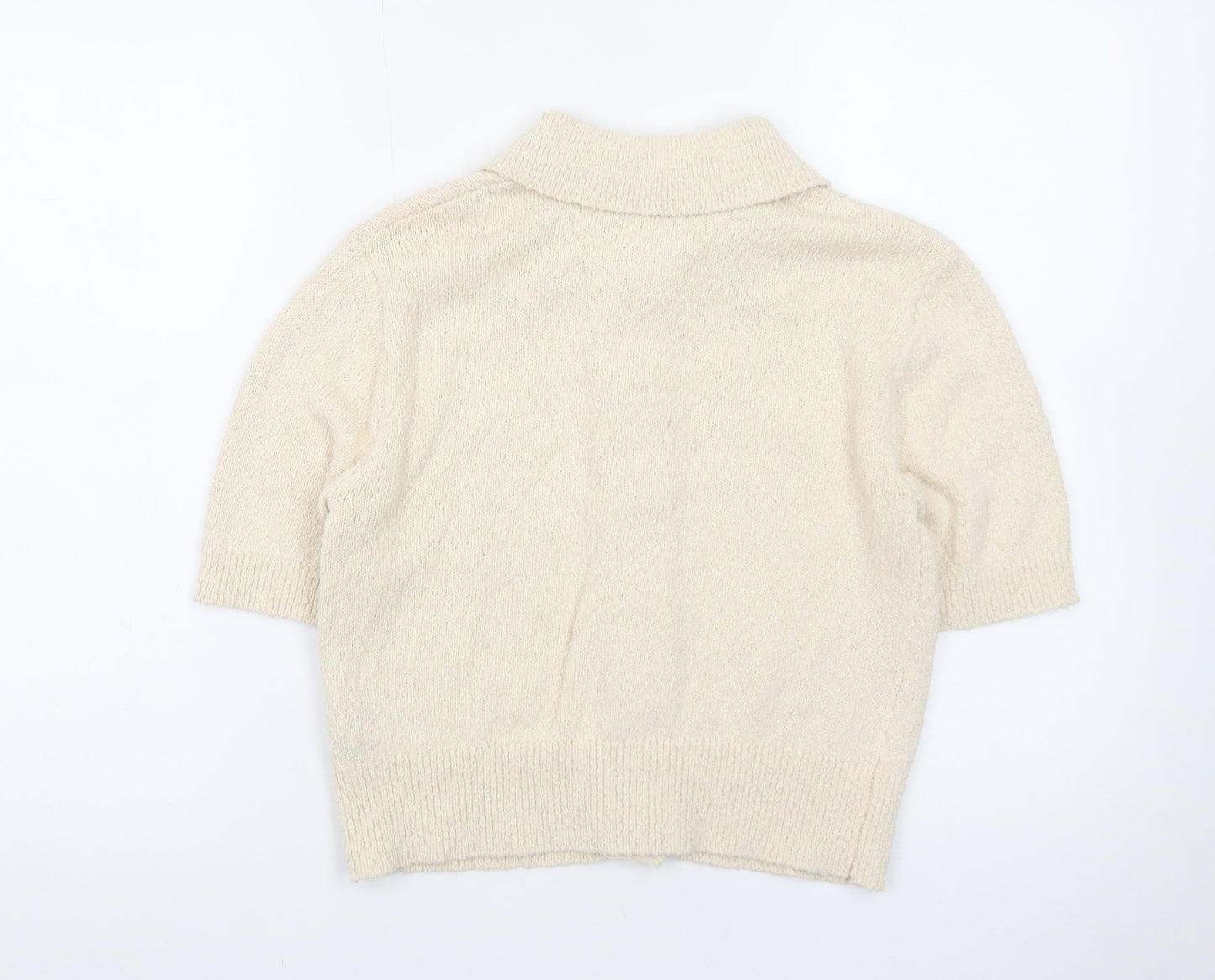 Marks and Spencer Women’s Beige Collared Short Sleeve Cardigan S Knit