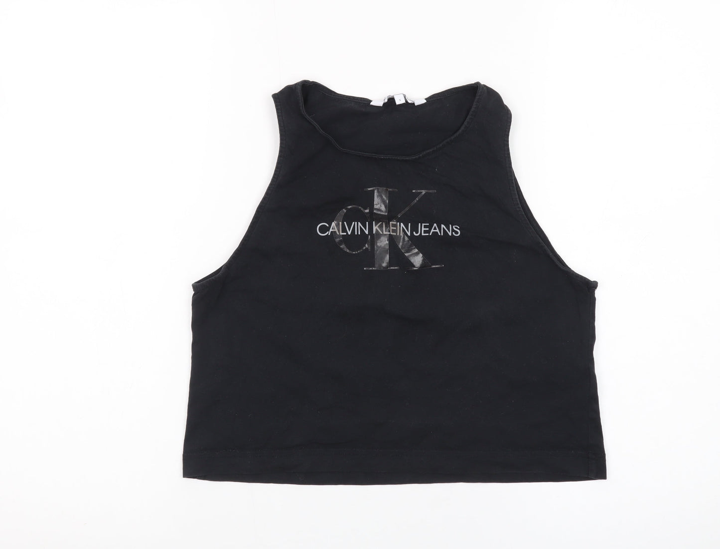 Calvin Klein Jeans Women’s Black Cropped Tank Top S Cotton Stretch