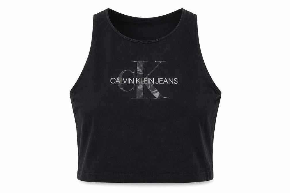 Calvin Klein Jeans Women’s Black Cropped Tank Top S Cotton Stretch