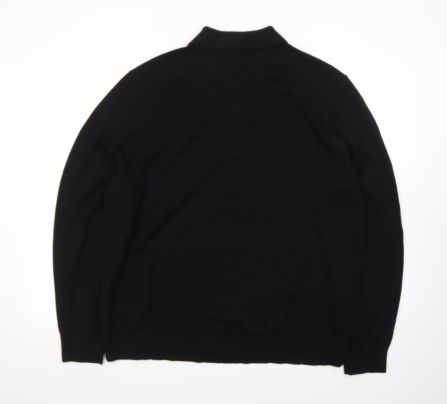 Marks and Spencer Autograph Men's Black 2XL Merino Wool Long Sleeve Polo