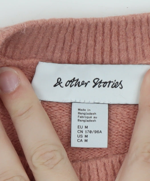 & Other Stories Women Pink Cashmere Crew Neck Jumper Size 12
