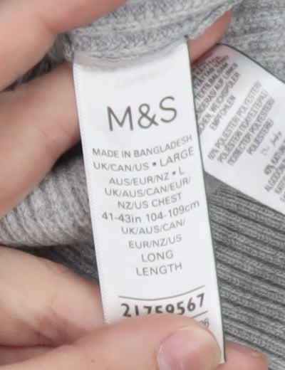 Marks and Spencer Men’s Grey L Half Zip High Neck Jumper