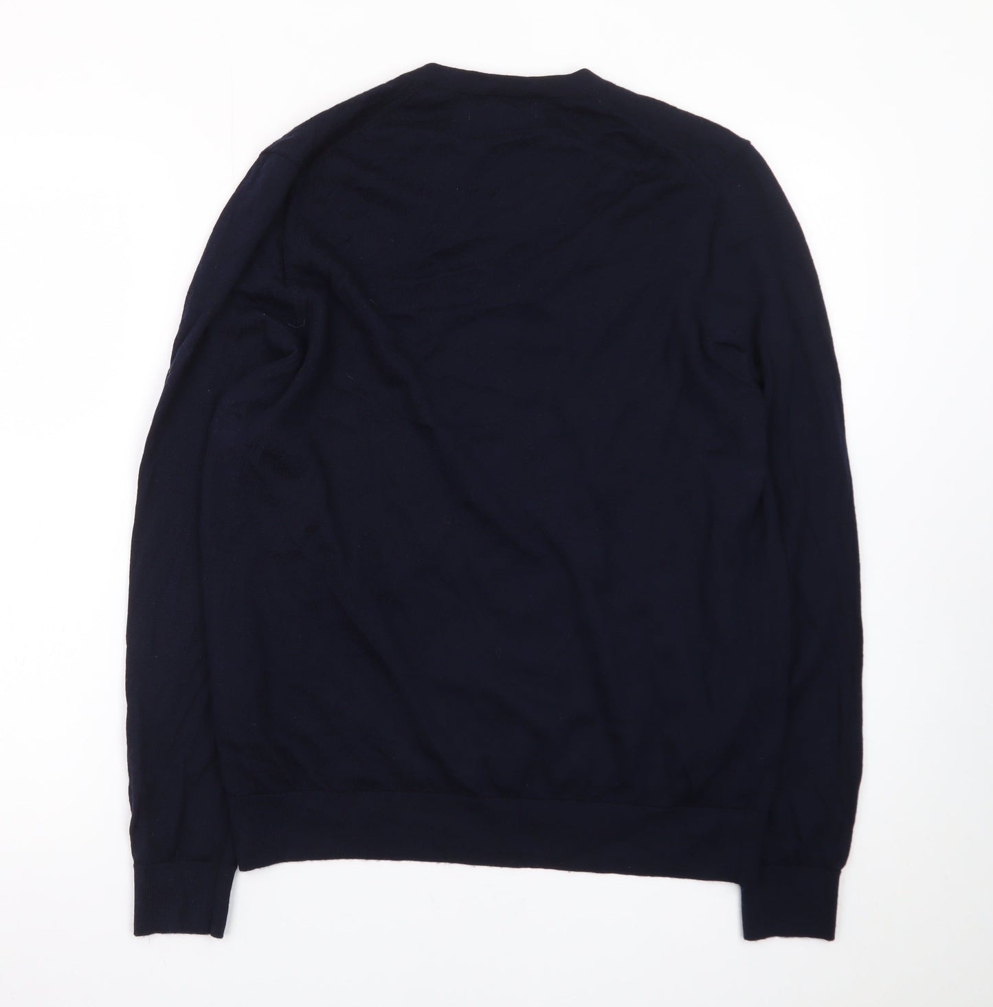 Marks and Spencer Men’s Blue Wool V-Neck Jumper Size L
