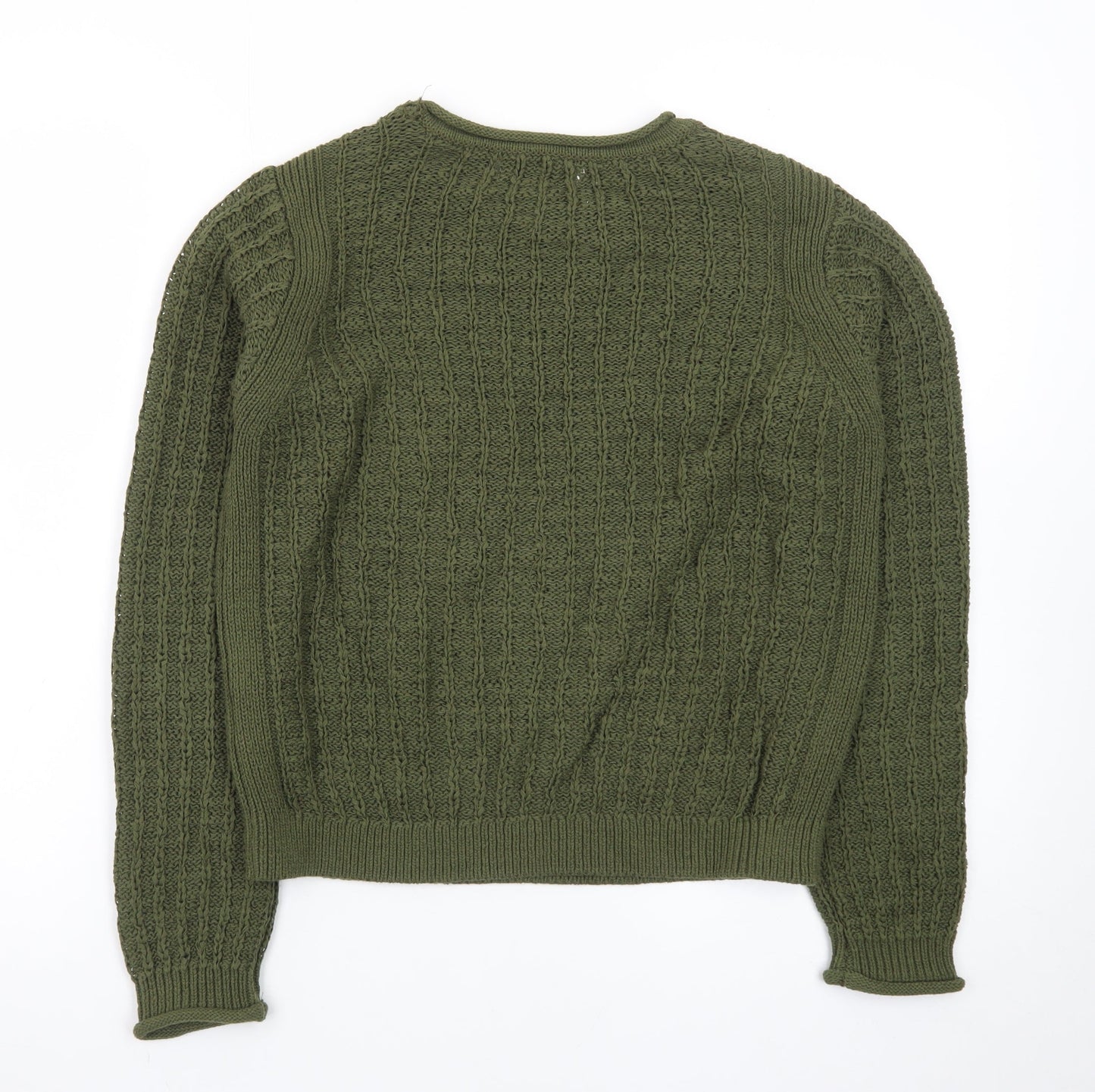 Marks and Spencer Men's Green Cable Knit Cotton Jumper Size S
