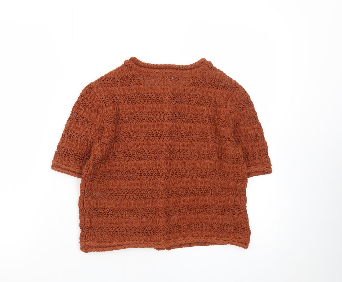 Marks and Spencer Womens Brown Cotton Short Sleeve Knit Cardigan S