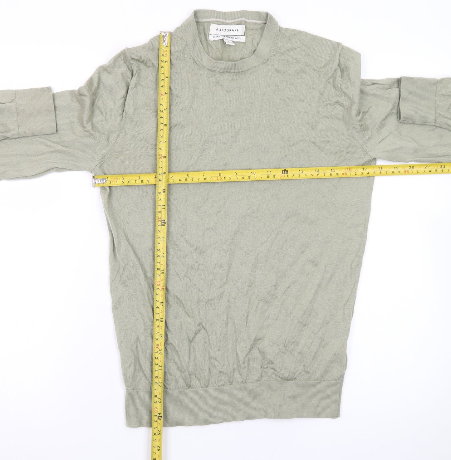 Marks and Spencer Men’s Green Merino Wool Crew Neck Jumper S
