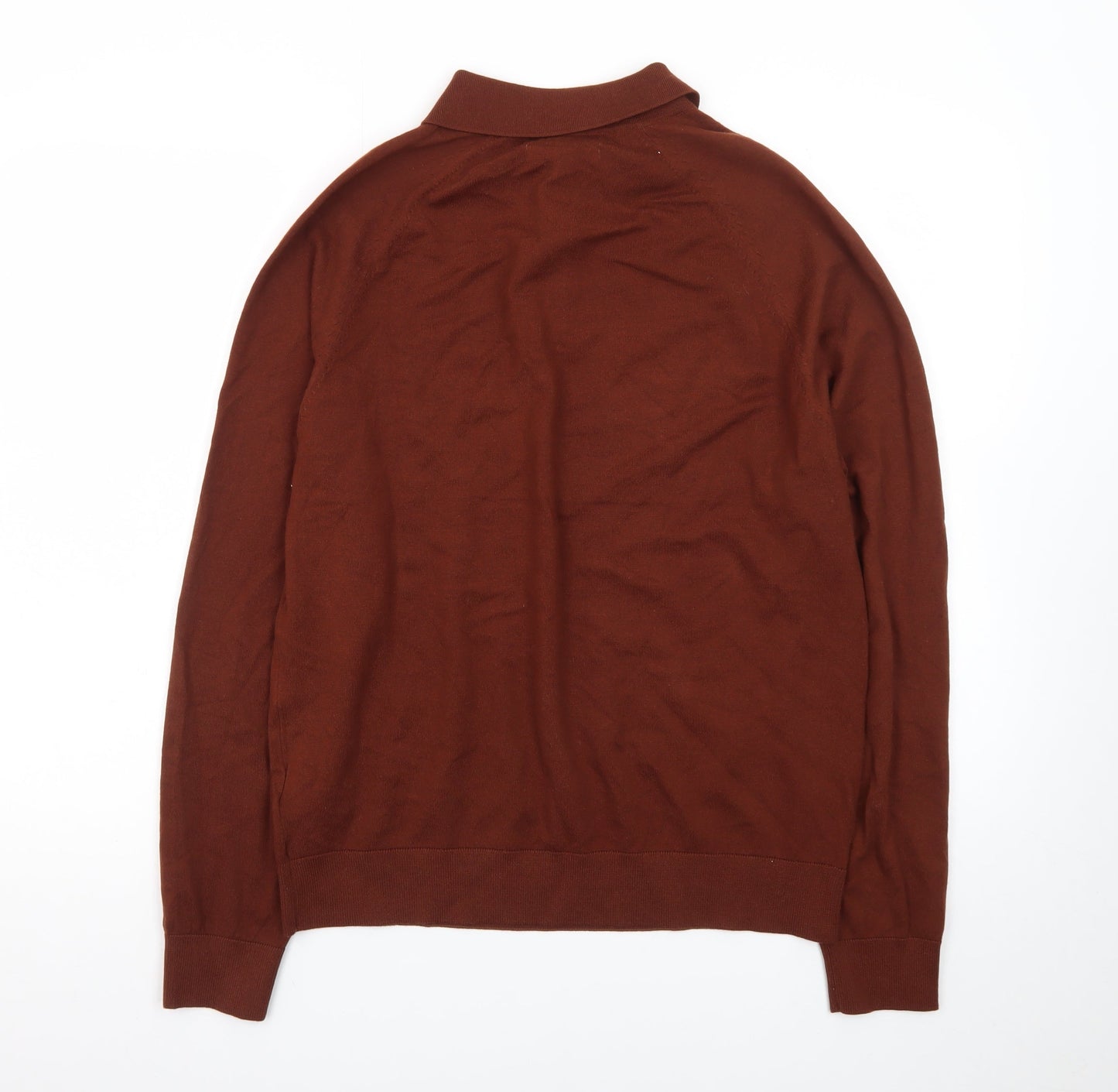 Marks and Spencer Men's Brown Collared Cotton Jumper M