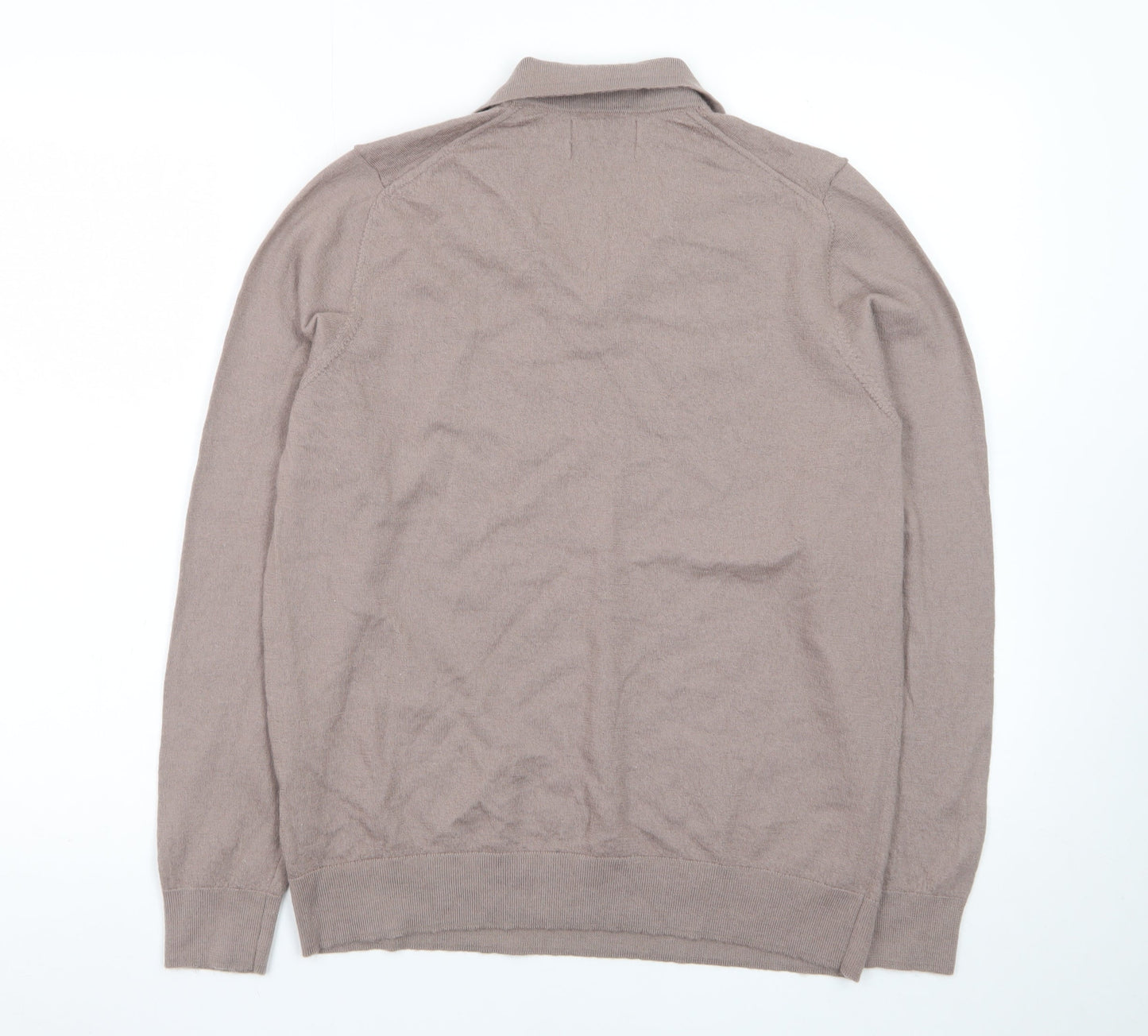 Marks and Spencer Men’s Beige Wool Collared Pullover Jumper L
