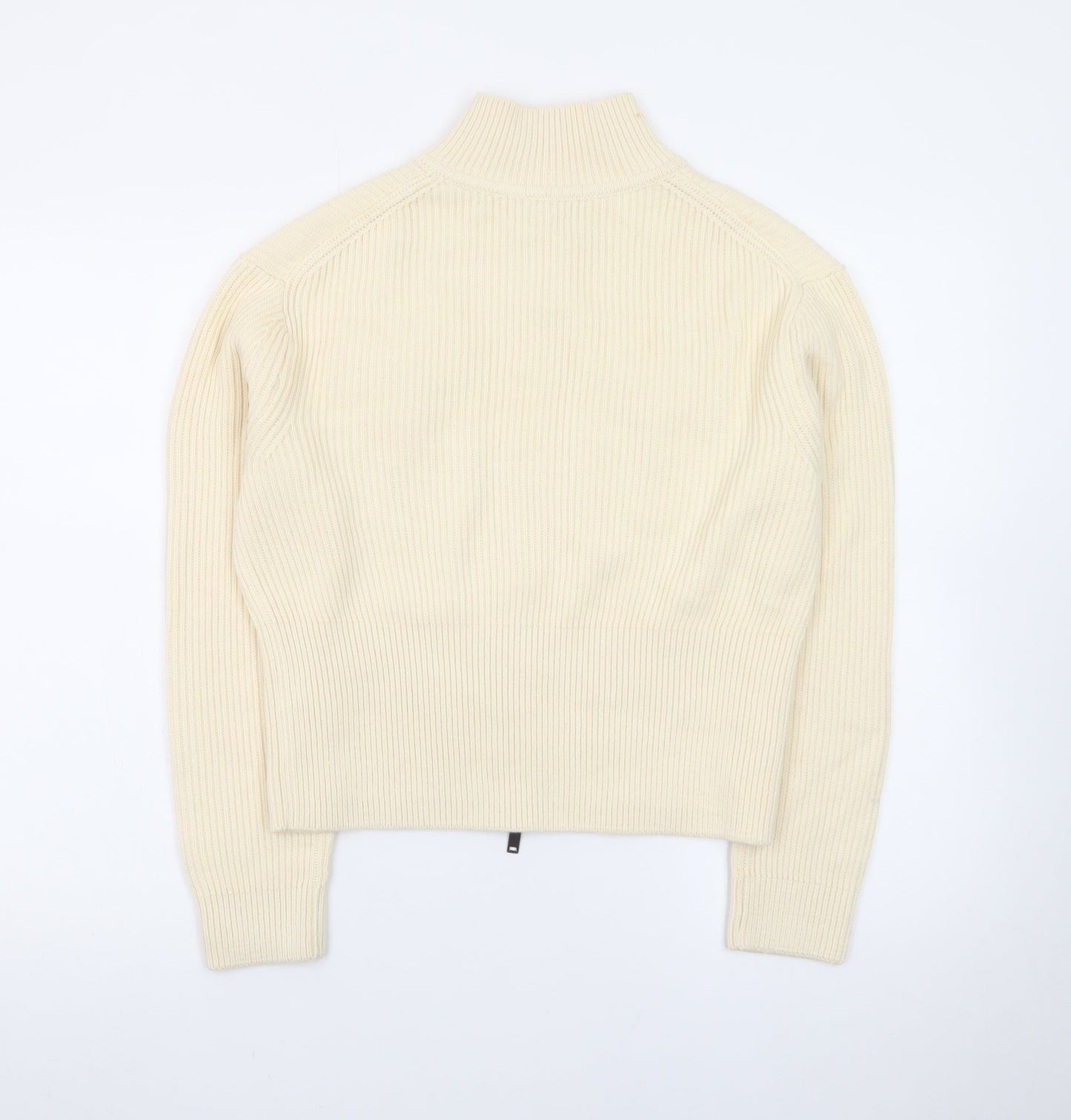 Marks and Spencer Women’s Ivory Full Zip Mock Neck Jumper Size S