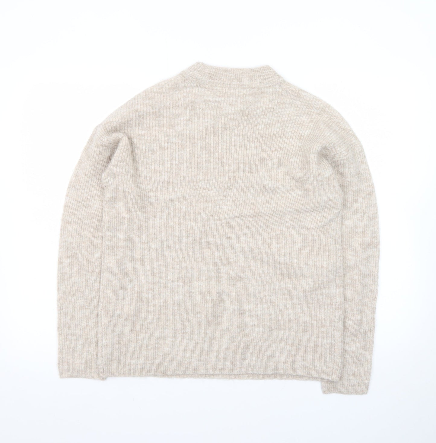 ONLY Women's Beige Cotton Blend Mock Neck Jumper Size S