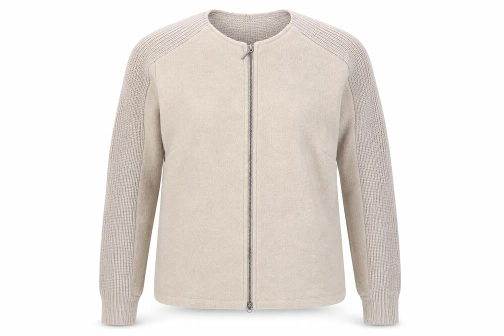 Jaeger Women Beige Wool Full Zip Cardigan S