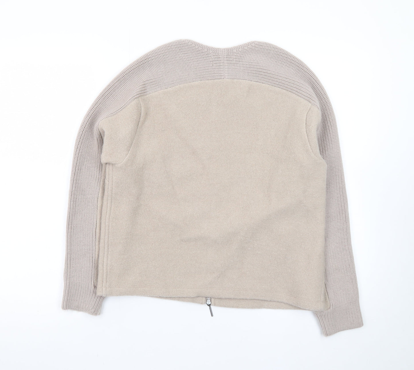Jaeger Women Beige Wool Full Zip Cardigan S