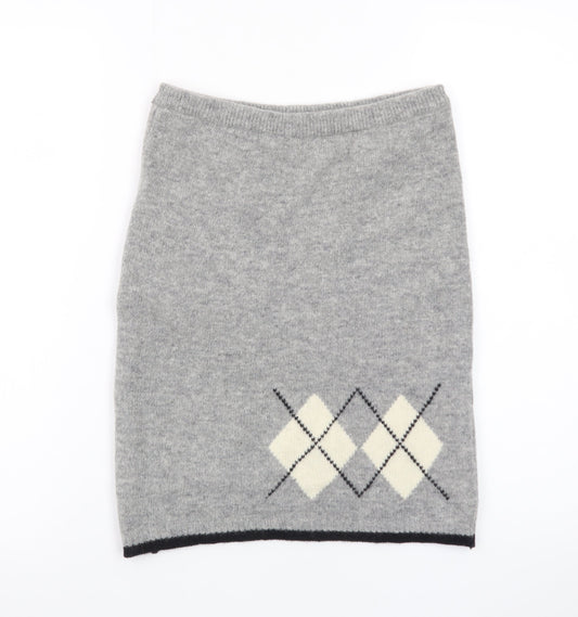 Miss Selfridge Women’s Grey Wool Argyle Short Skirt Size 10