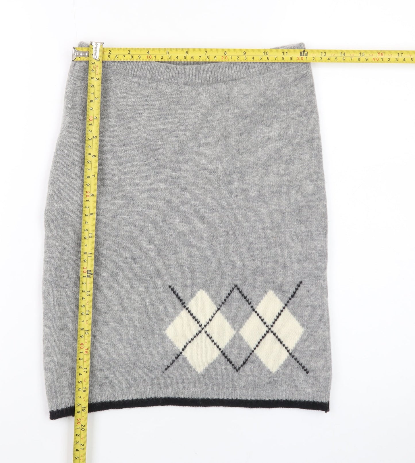 Miss Selfridge Women’s Grey Wool Argyle Short Skirt Size 10