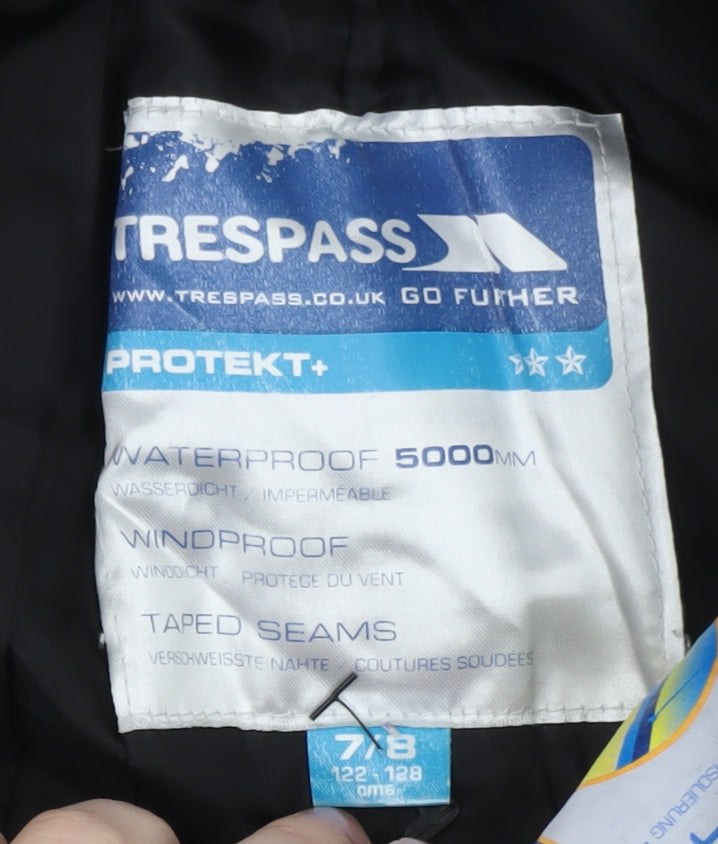 Trespass Boys Black Waterproof Snow Pants 7 Years Ski Taped Seams Trousers