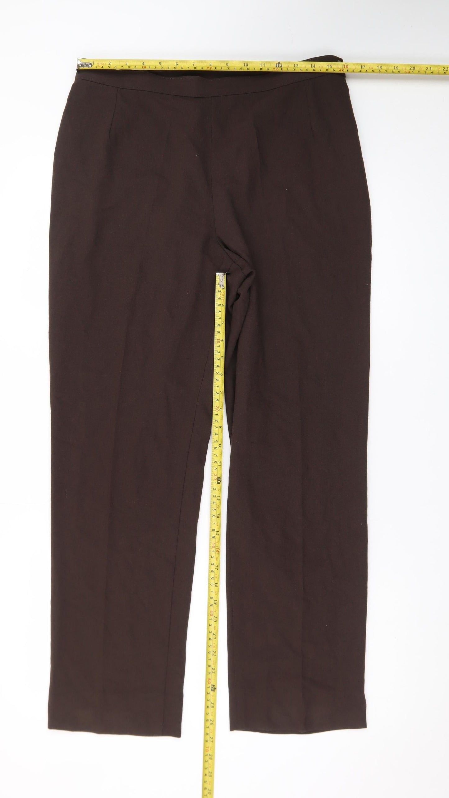 Marks and Spencer Women Mocha Brown Straight Leg Trousers UK 16