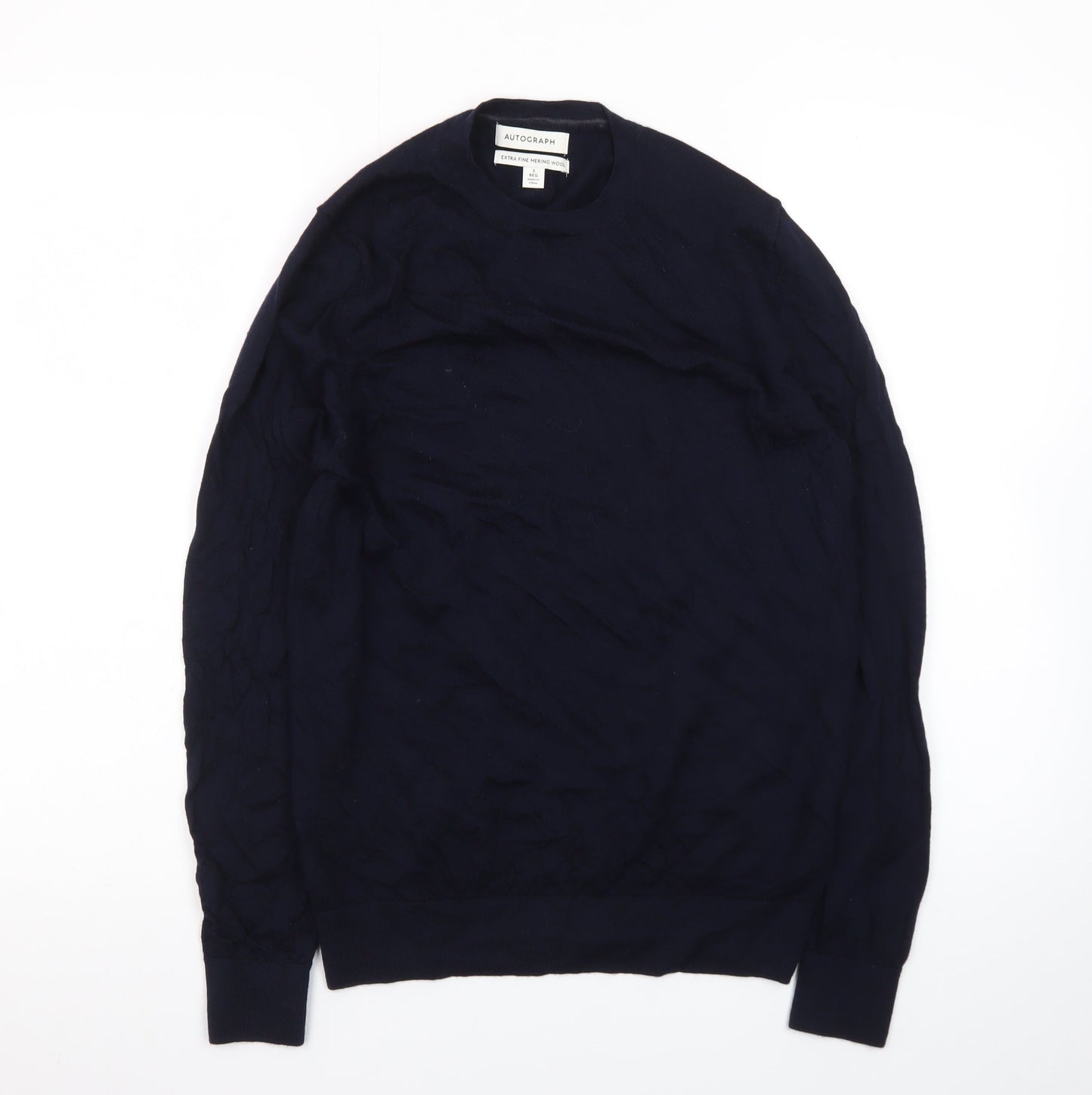 Marks and Spencer Autograph Men’s Blue Merino Wool Crew Neck Jumper S