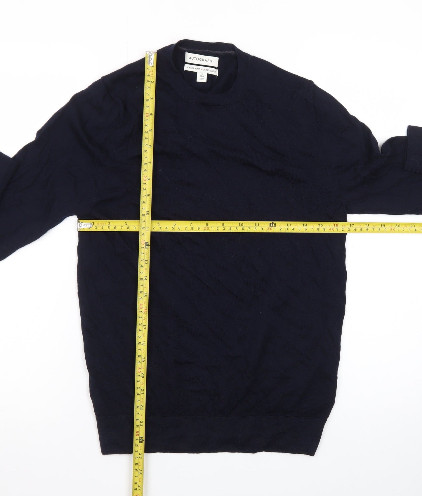 Marks and Spencer Autograph Men’s Blue Merino Wool Crew Neck Jumper S
