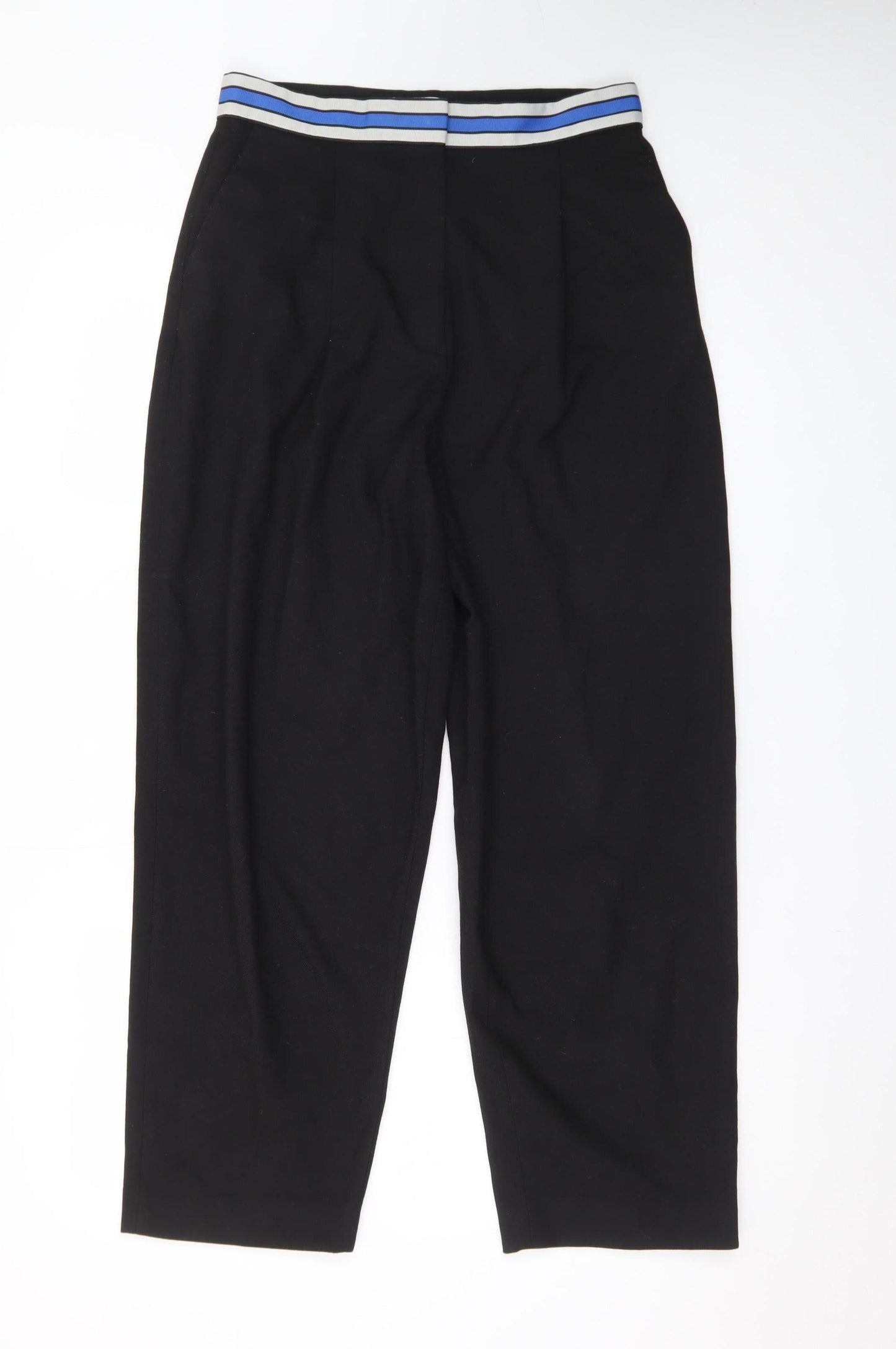 & Other Stories Women Black Trousers Size 10 Elastic Waist Crop Style