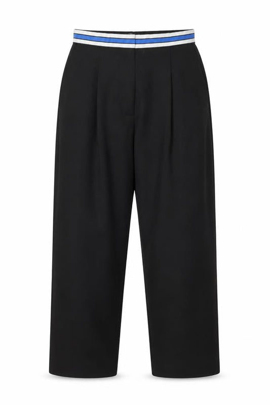 & Other Stories Women Black Trousers Size 10 Elastic Waist Crop Style
