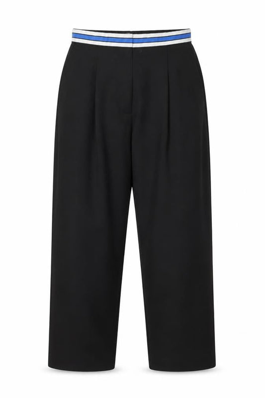 & Other Stories Women Black Trousers Size 10 Elastic Waist Crop Style