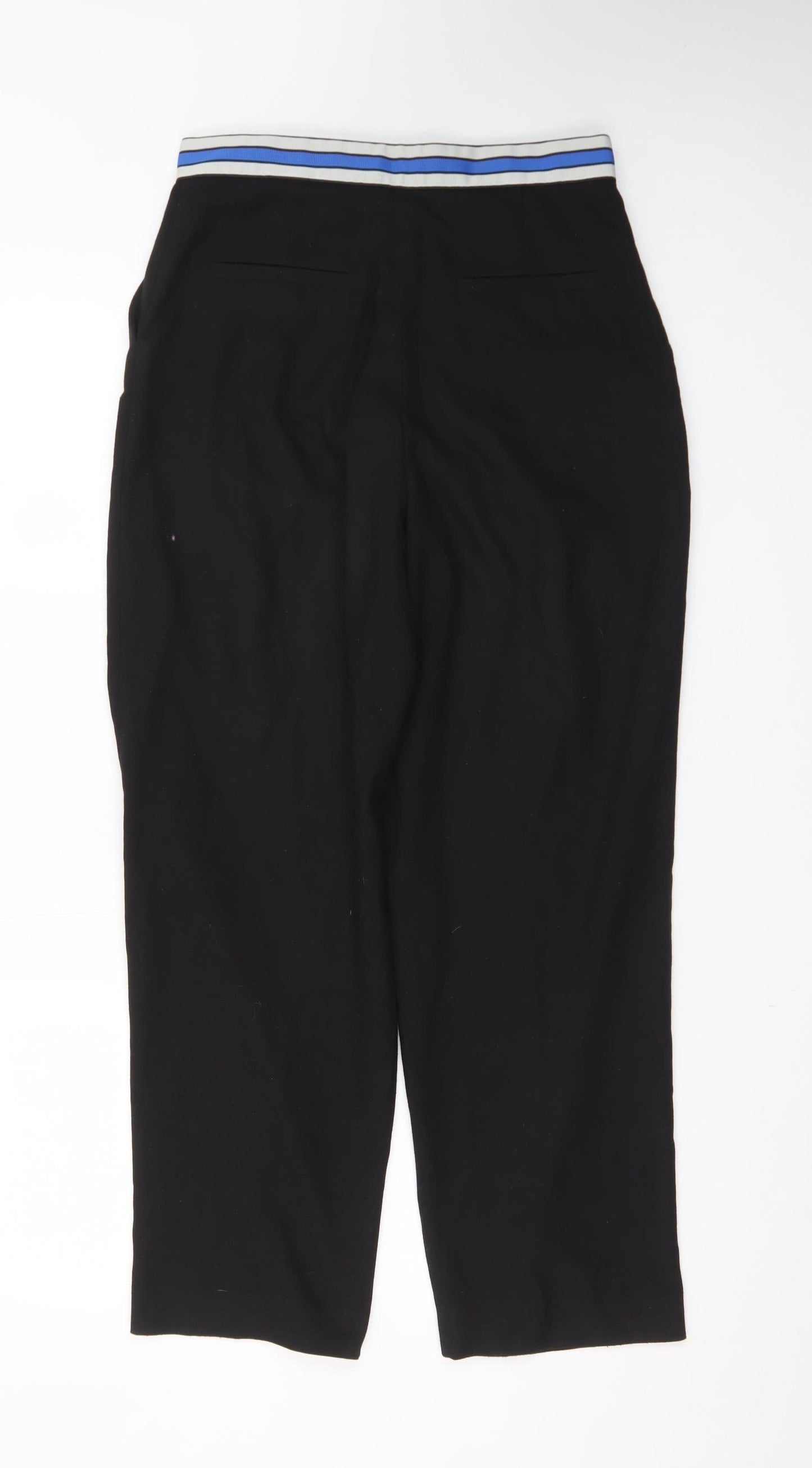 & Other Stories Women Black Trousers Size 10 Elastic Waist Crop Style