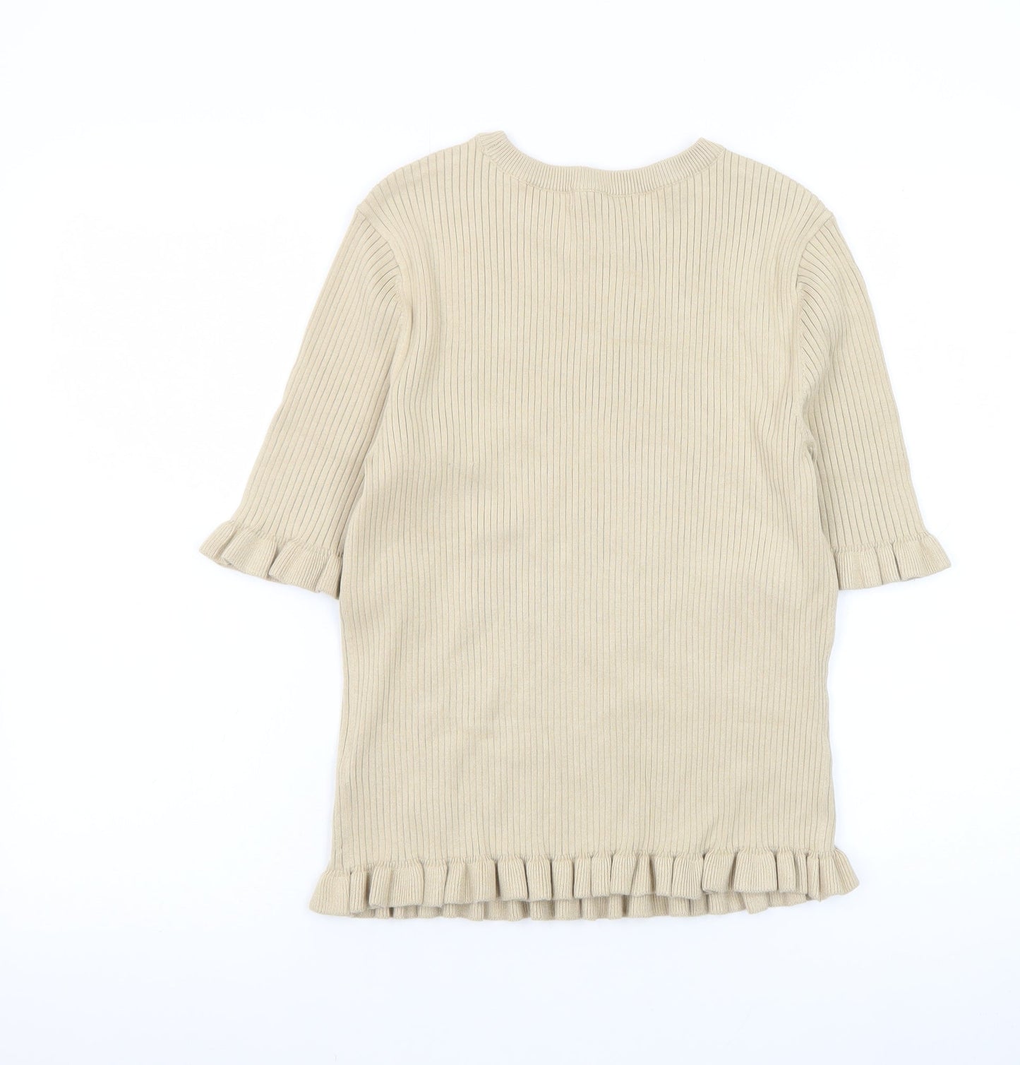 Marks and Spencer Women’s Beige Ruffle Knit Pullover Jumper M