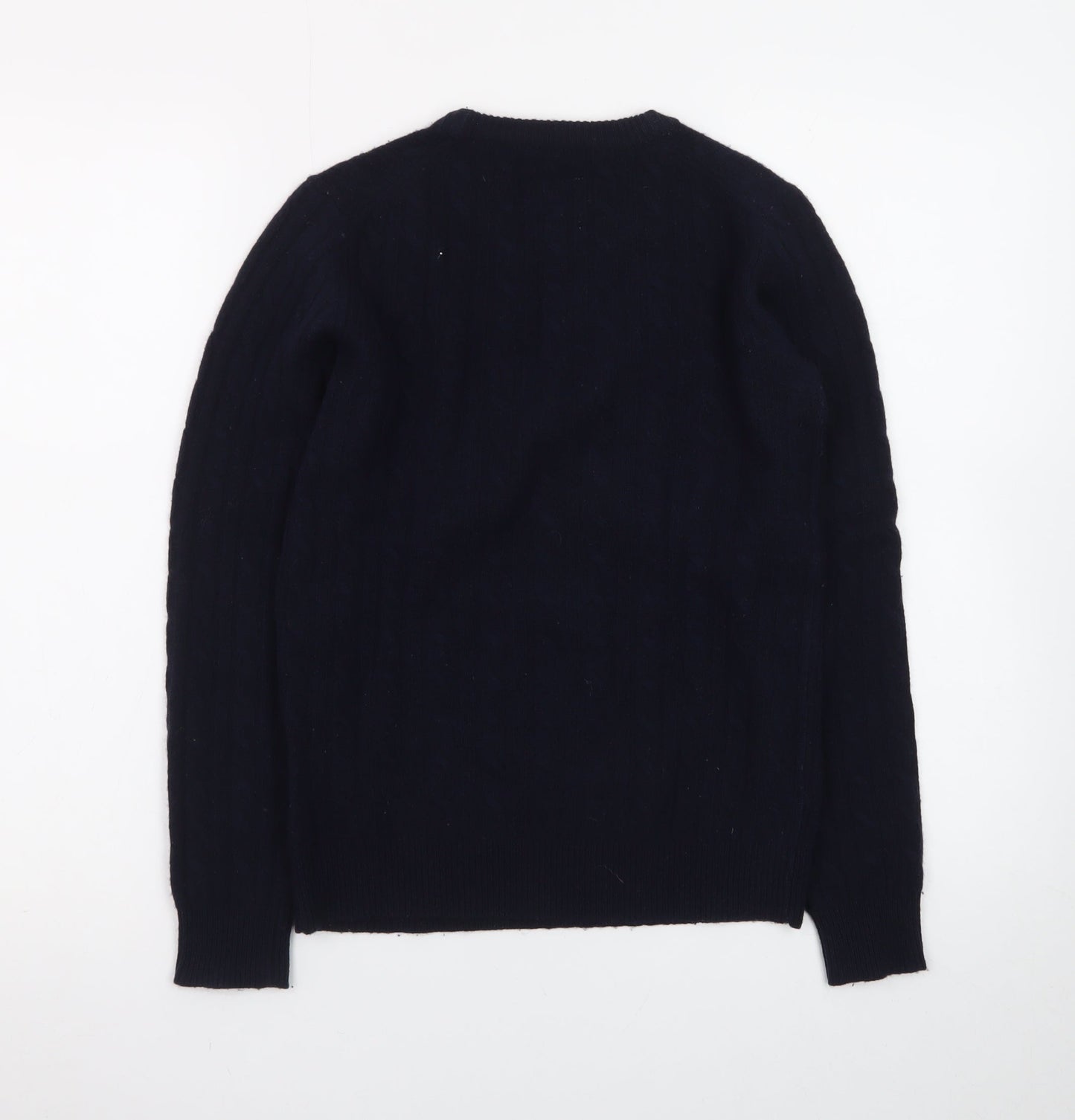 Jack Wills Women's Navy Cable-Knit Jumper UK 8 Extra Fine Merino Wool