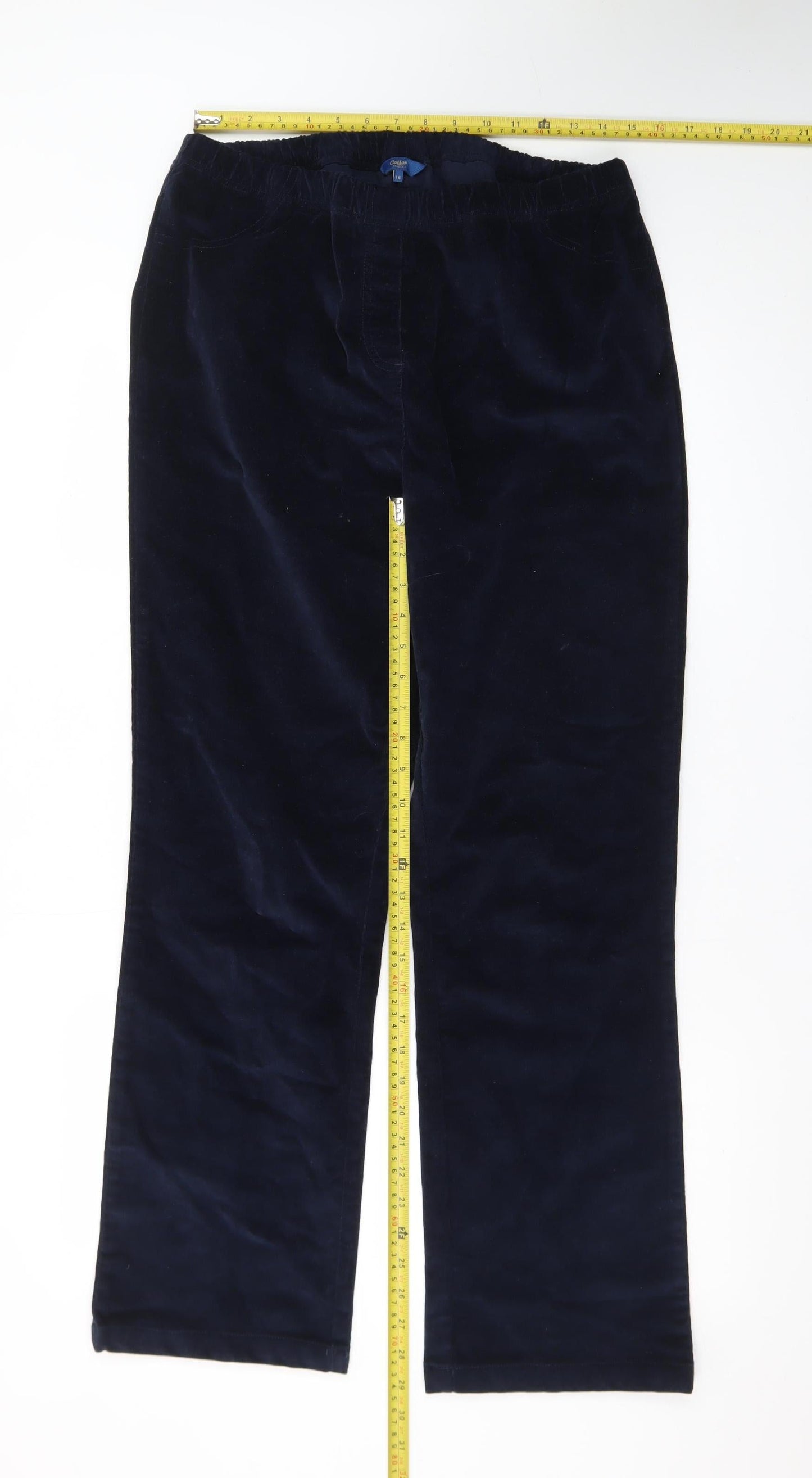 Cotton Traders Women’s Blue Velvet Stretch Trousers Size 16