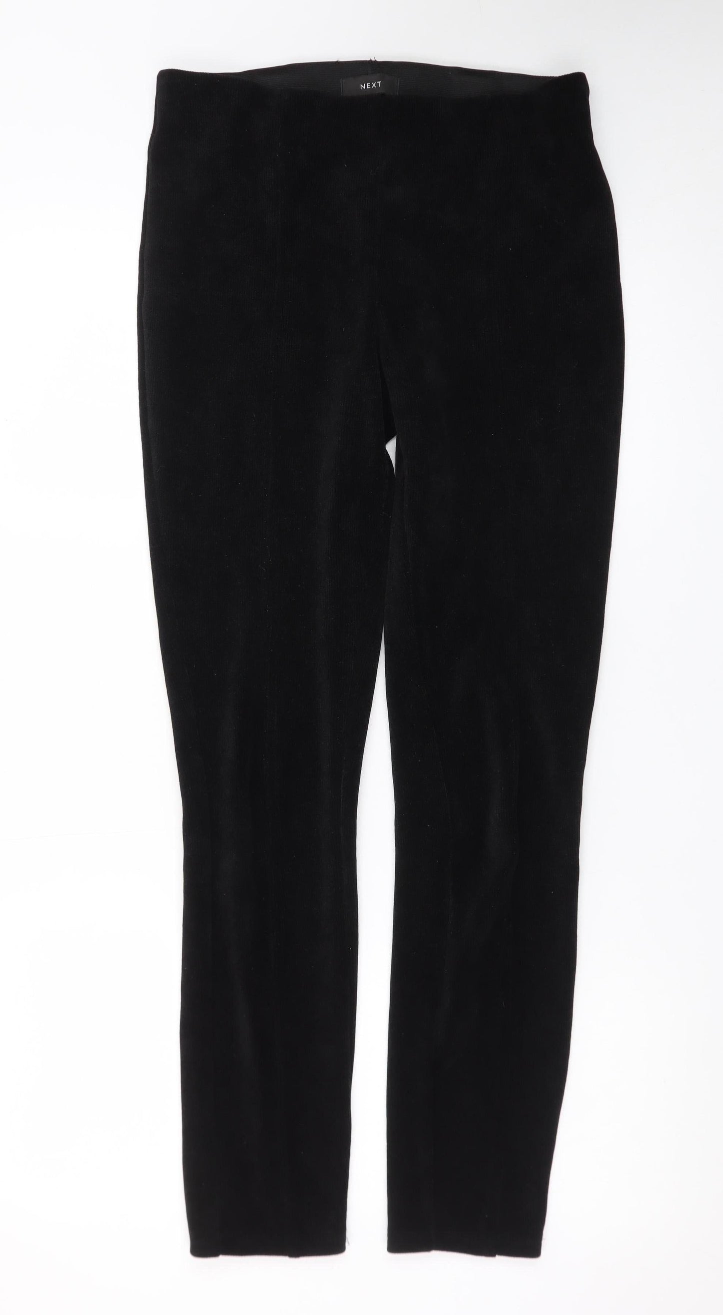 Next Women’s Black Velvet Leggings Size 12 Tall Stretch Skinny Trousers
